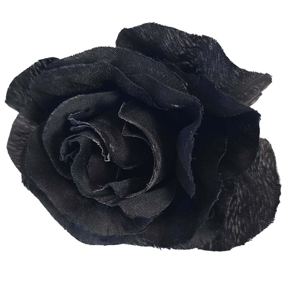 35 Black Artificial Rose Heads 3 Inch Silk Fabric Flower No Stems Gothic Wedding